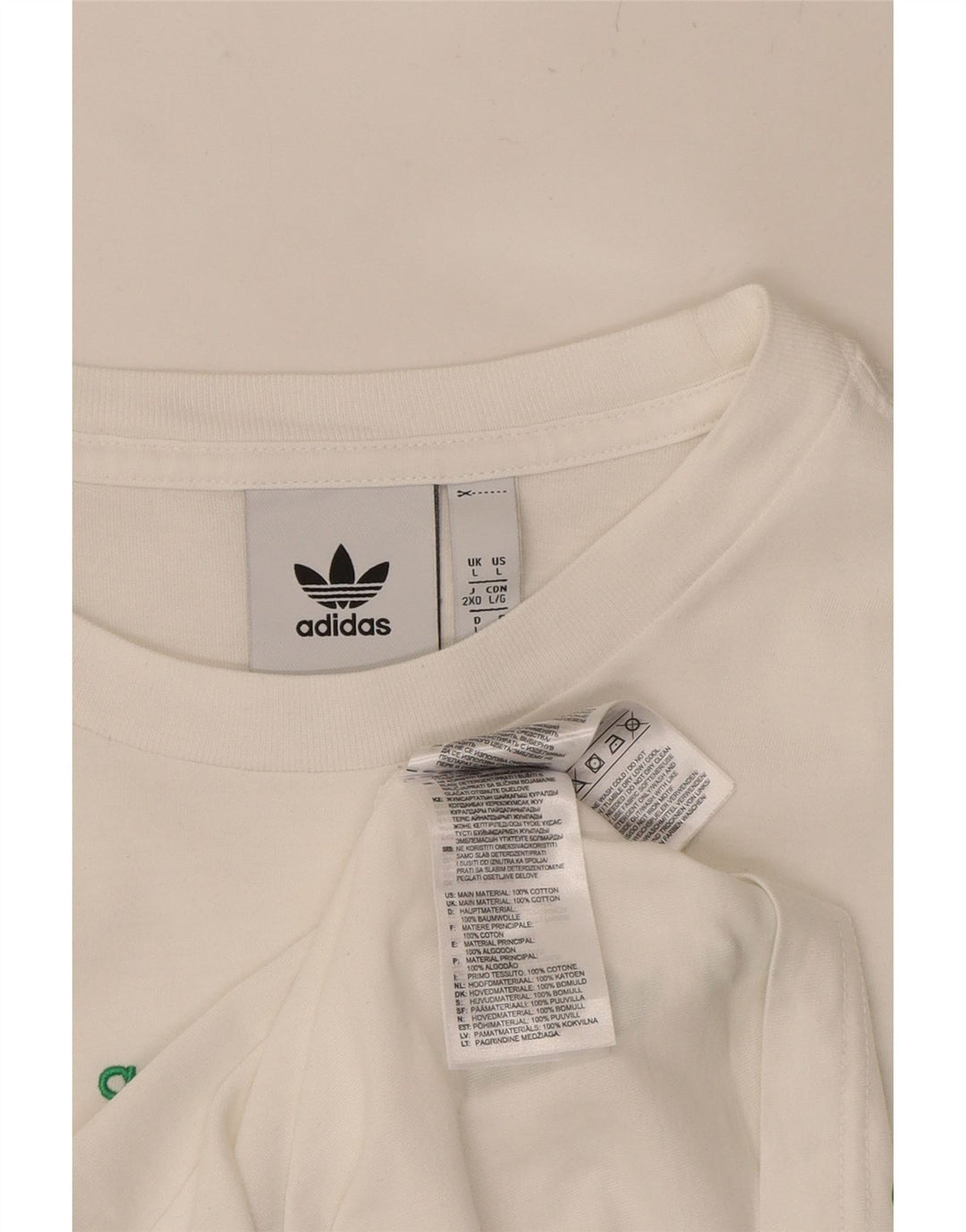 ADIDAS Mens Graphic T-Shirt Top Large White Cotton Vintage Adidas and Second-Hand Adidas from Messina Hembry 