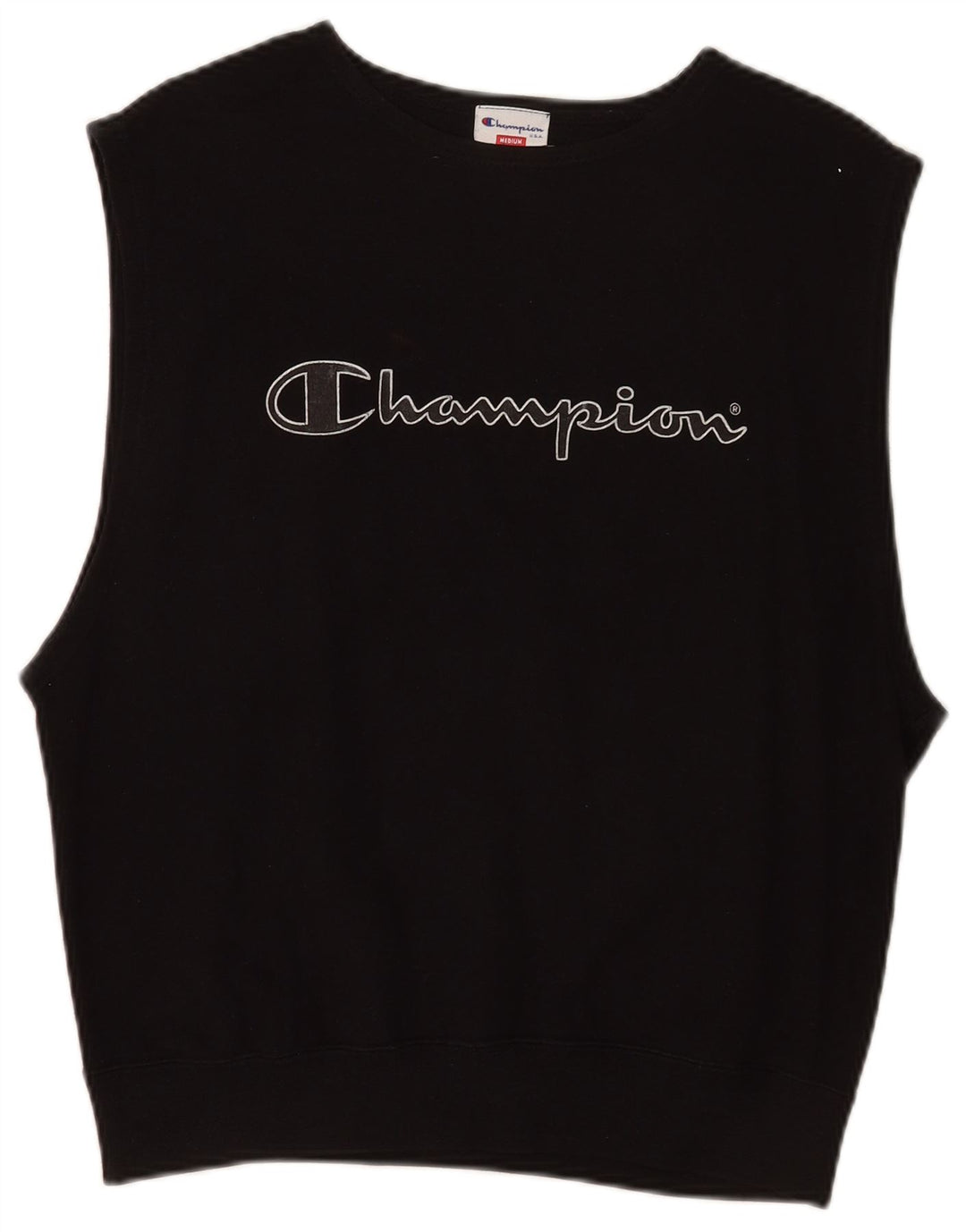 Champion Womens Graphic Sleeveless Sweatshirt Jumper UK 14 Medium Black