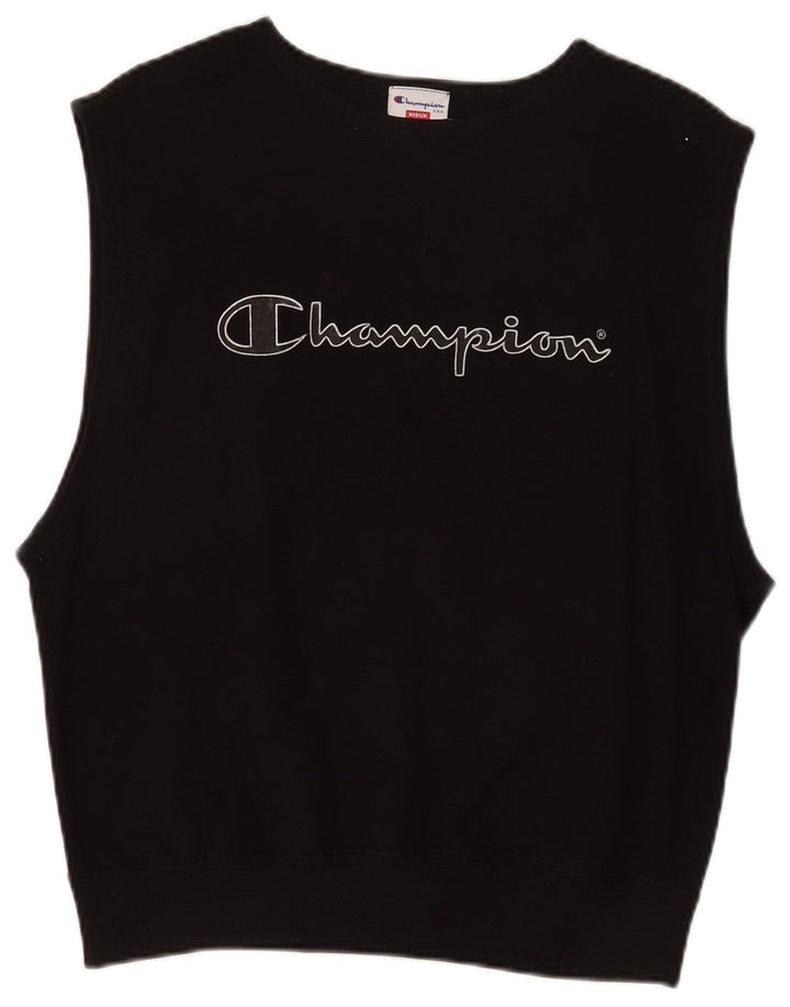 Champion Womens Graphic Sleeveless Sweatshirt Jumper UK 14 Medium Black