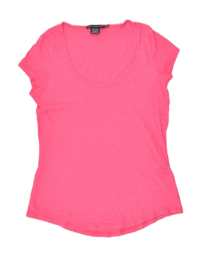 RALPH LAUREN Womens T-Shirt Top UK 12 Medium Pink Cotton | Vintage Ralph Lauren | Thrift | Second-Hand Ralph Lauren | Used Clothing | Messina Hembry 