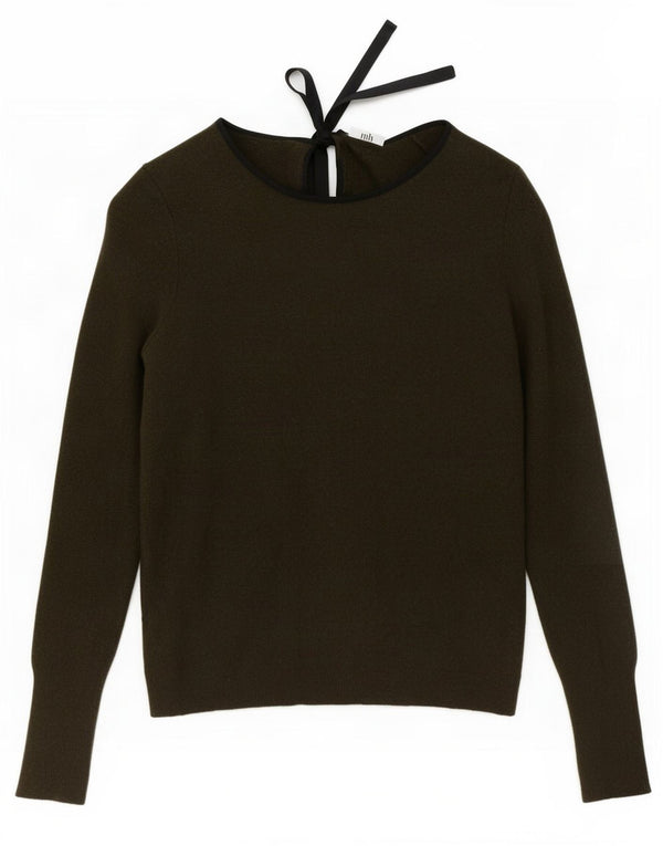 Jigsaw Womens Boat Neck Jumper Sweater UK 10 Small Khaki Lambswool