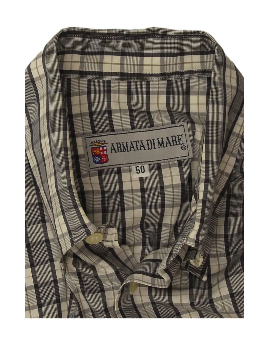 Armata Di Mare Mens Short Sleeve Shirt IT 50 Medium Grey Check