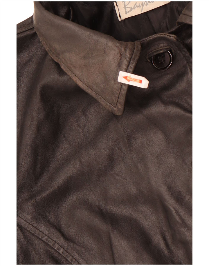 Bayside Womens Leather Coat UK 12 Medium Black Leather