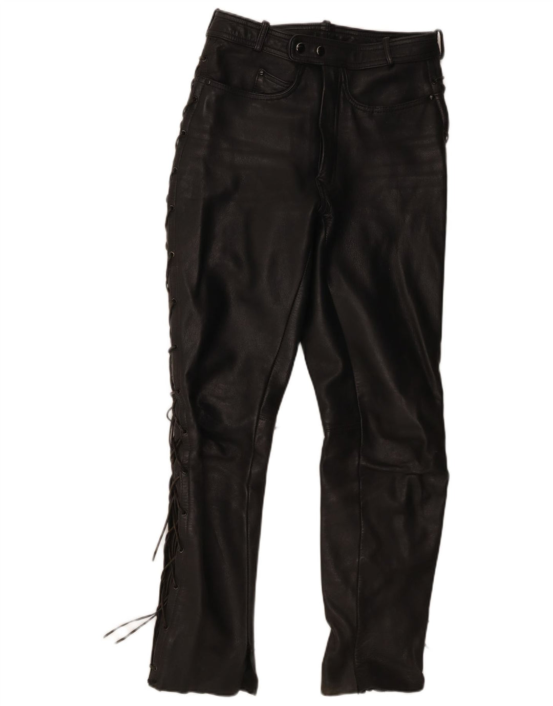 Vintage Mens Motorstyle Leather Trousers IT 48 Medium W30 L31 Black Leather