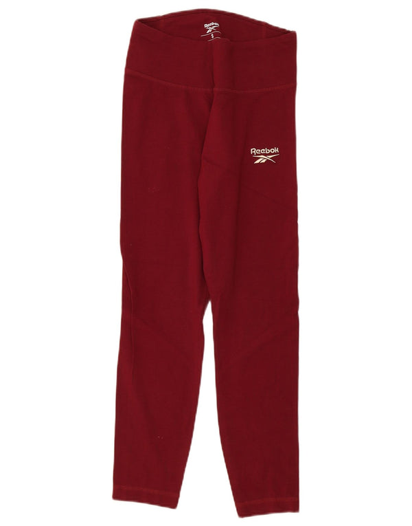 Reebok Womens Leggings UK 8/10 Small Burgundy Cotton
