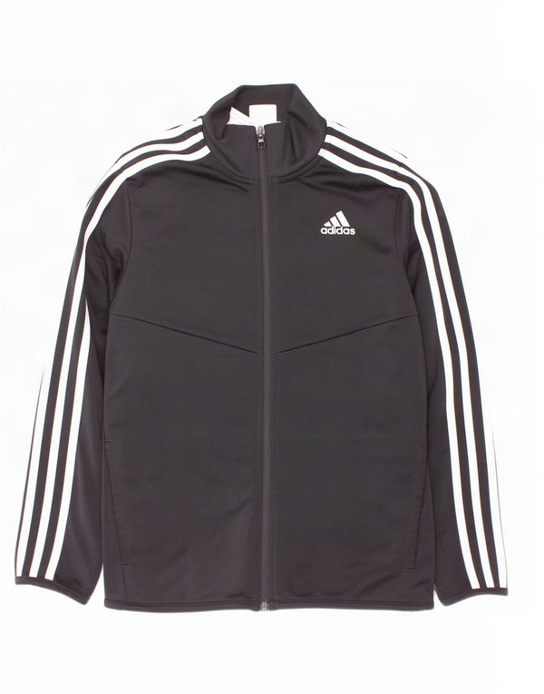Adidas Boys Tracksuit Top Jacket 11-12 Years Black Polyester