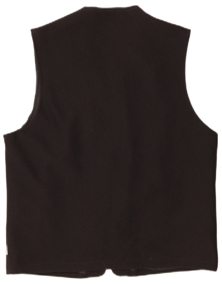 TIMEOUT Mens Waistcoat Small Black Striped Polyester