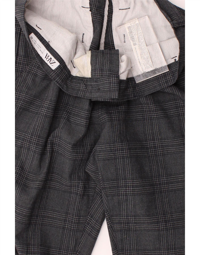 ZARA Mens Slim Suit Trousers EU 40 Medium W31 L28 Grey Check Polyester Vintage Zara and Second-Hand Zara from Messina Hembry 