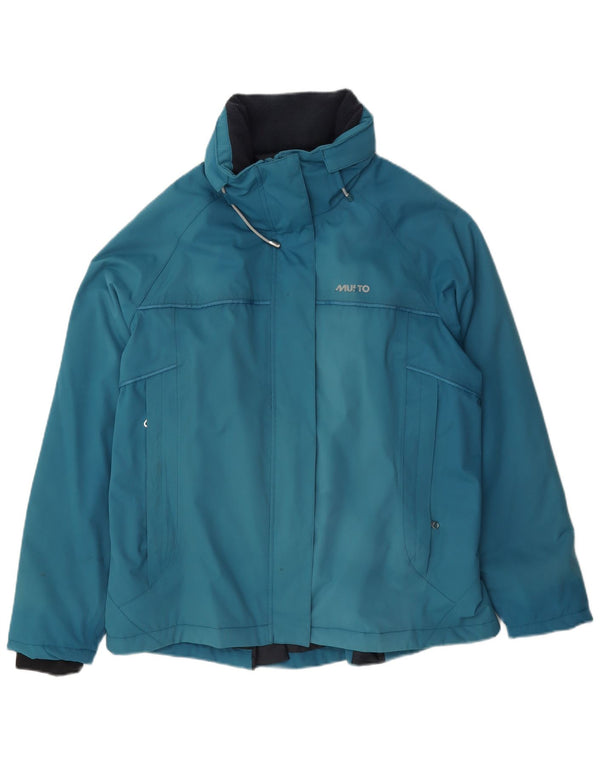 Musto Womens Graphic Hooded Windbreaker Jacket UK 16 Large Blue Polyamide