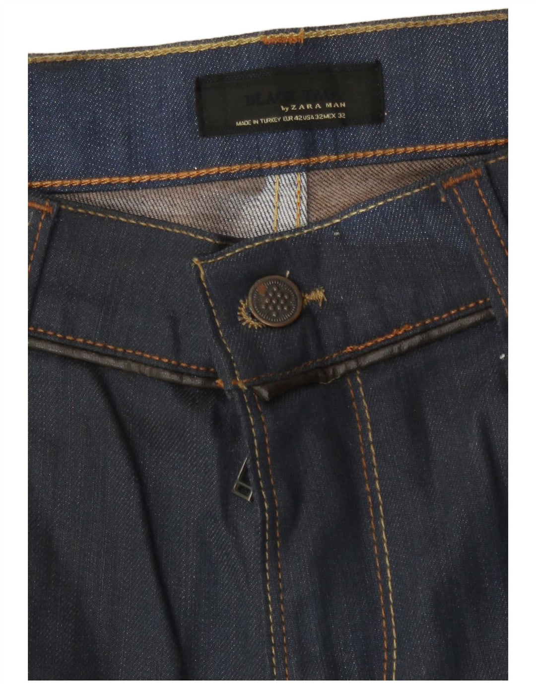 Zara Mens Straight Jeans EU 42 Large W32 L32 Navy Blue Cotton