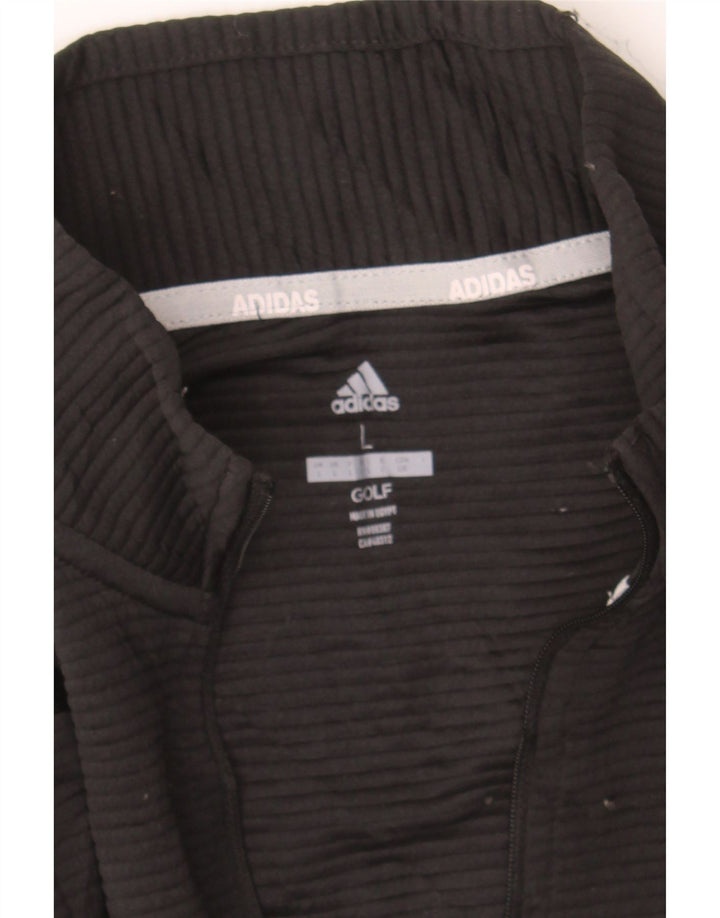 ADIDAS Womens Golf Tracksuit Top Jacket UK 16 Large Black Striped Vintage Adidas and Second-Hand Adidas from Messina Hembry 