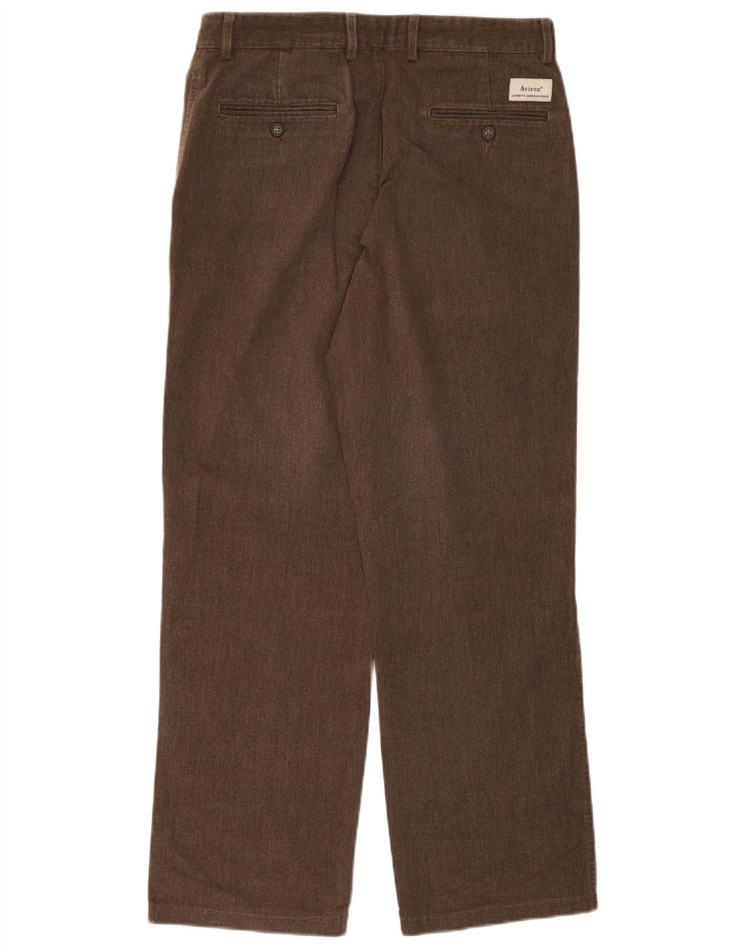 Avirex Mens Straight Chino Trousers W33 L30 Brown Cotton