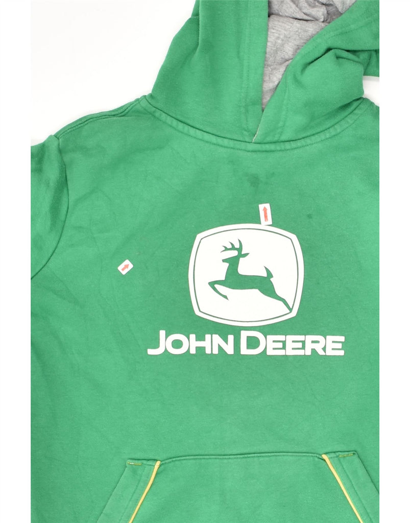 JOHN DEERE Boys Graphic Hoodie Jumper 5-6 Years Green Polyester | Vintage John Deere | Thrift | Second-Hand John Deere | Used Clothing | Messina Hembry 