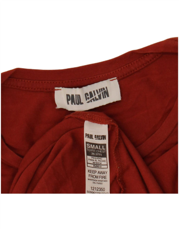 Vintage Mens T-Shirt Top Small Burgundy Cotton