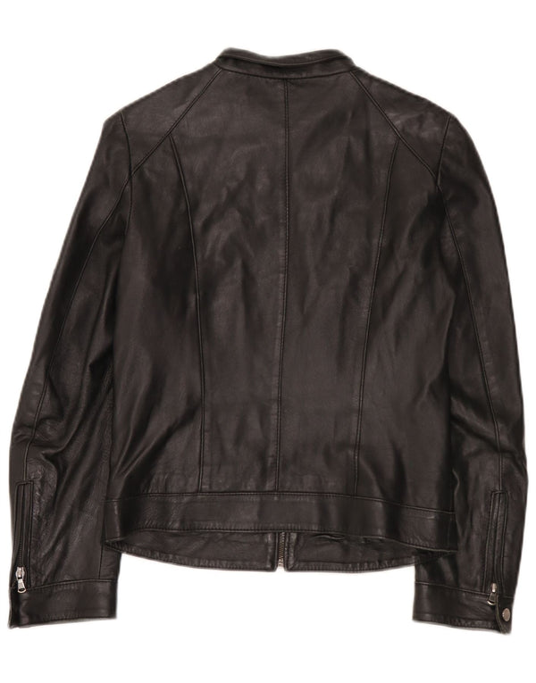 Vintage Womens Leather Biker Jacket IT 42 Medium Black
