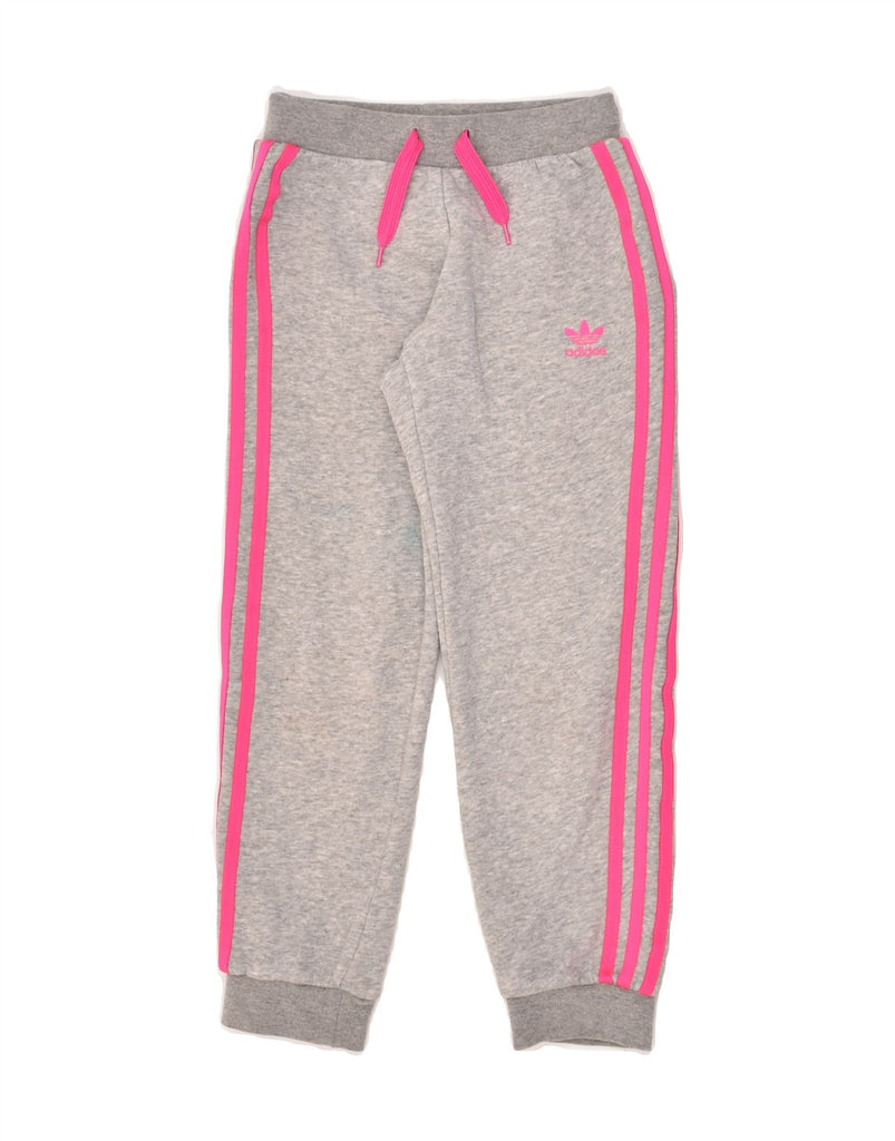 ADIDAS Girls Tracksuit Trousers Joggers 7-8 Years Grey Cotton | Vintage Adidas | Thrift | Second-Hand Adidas | Used Clothing | Messina Hembry 