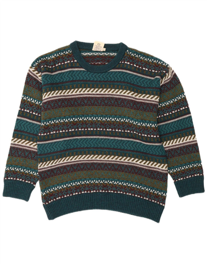 ANGELO LITRICO Mens Crew Neck Jumper Sweater Large Multicoloured Fair Isle