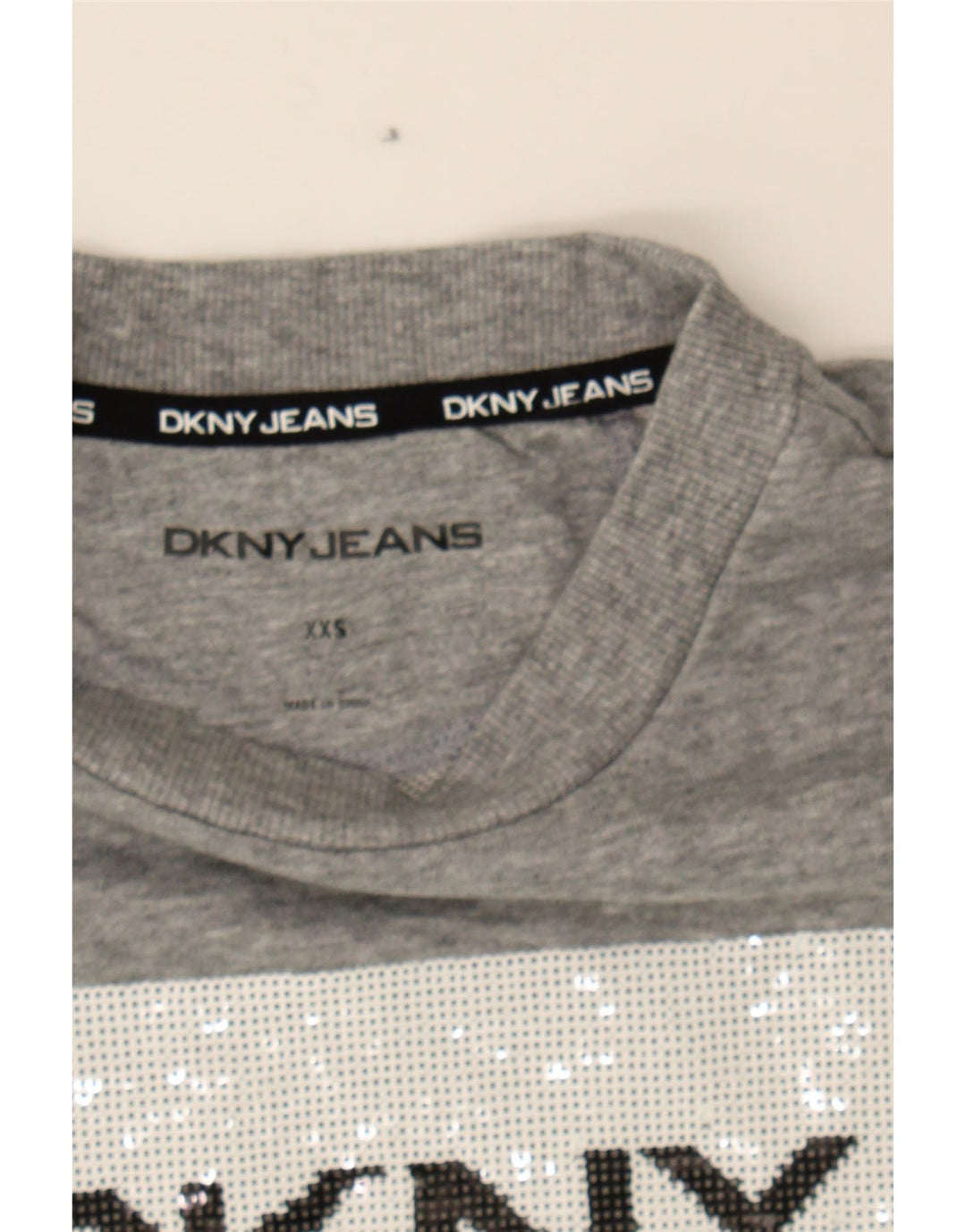 DKNY Womens Oversized Graphic Sweatshirt Jumper UK 2 2XS Grey Vintage Dkny and Second-Hand Dkny from Messina Hembry 