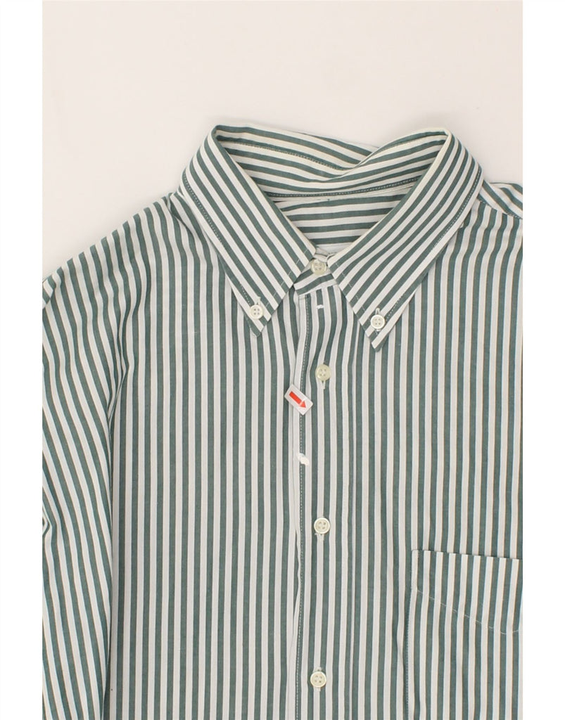 BENETTON Mens Shirt XL Green Pinstripe Cotton Vintage Benetton and Second-Hand Benetton from Messina Hembry 