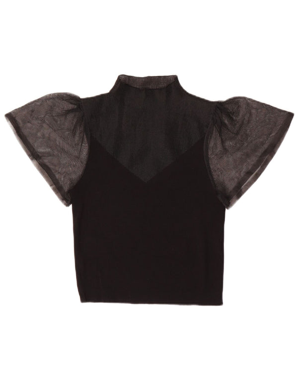 Zara Womens See Through Blouse Top UK 8 Small Black