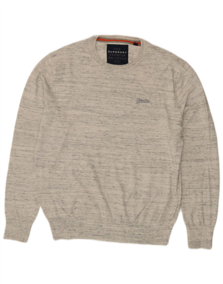 Superdry Mens Crew Neck Jumper Sweater 2XL Grey Flecked Cotton