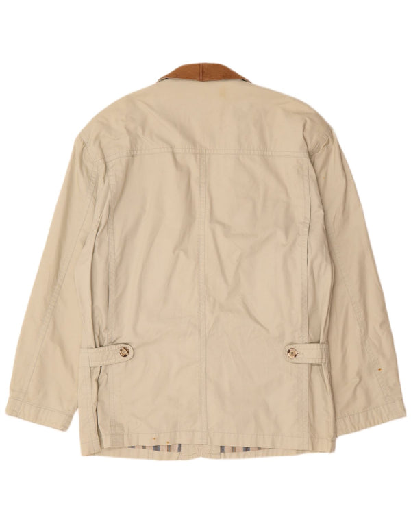 Vintage Mens Utility Jacket UK 40 Large Beige Cotton