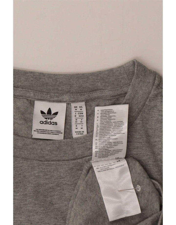 Adidas Mens Top Long Sleeve Medium Grey Cotton