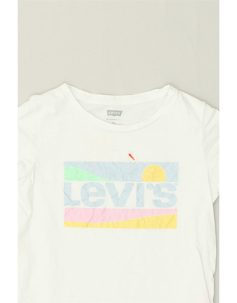 LEVI'S Girls Graphic T-Shirt Top 11-12 Years White Cotton | Vintage Levi's | Thrift | Second-Hand Levi's | Used Clothing | Messina Hembry 