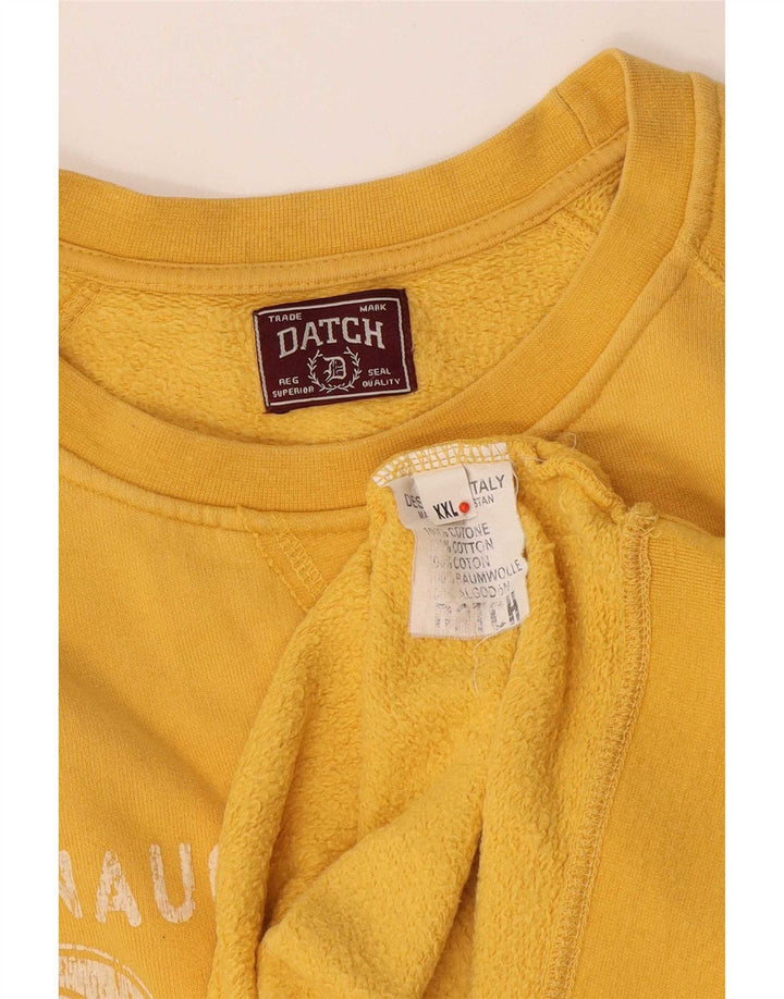 Datch Womens Graphic Sweatshirt Jumper UK 20 2XL Yellow Cotton