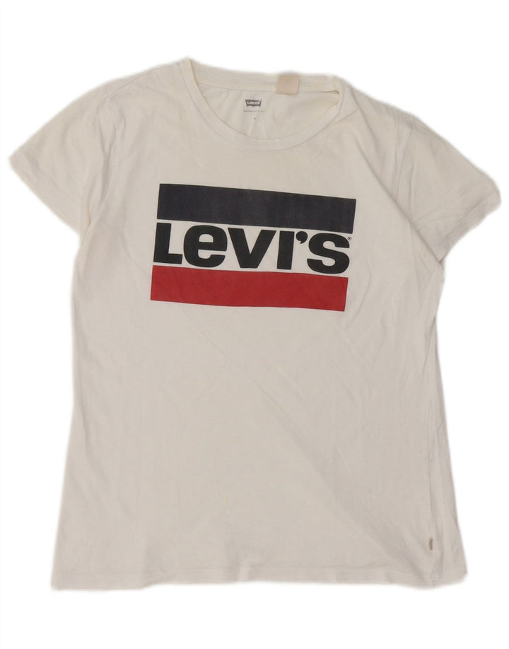 LEVI'S Womens Graphic T-Shirt Top UK 10 Small White