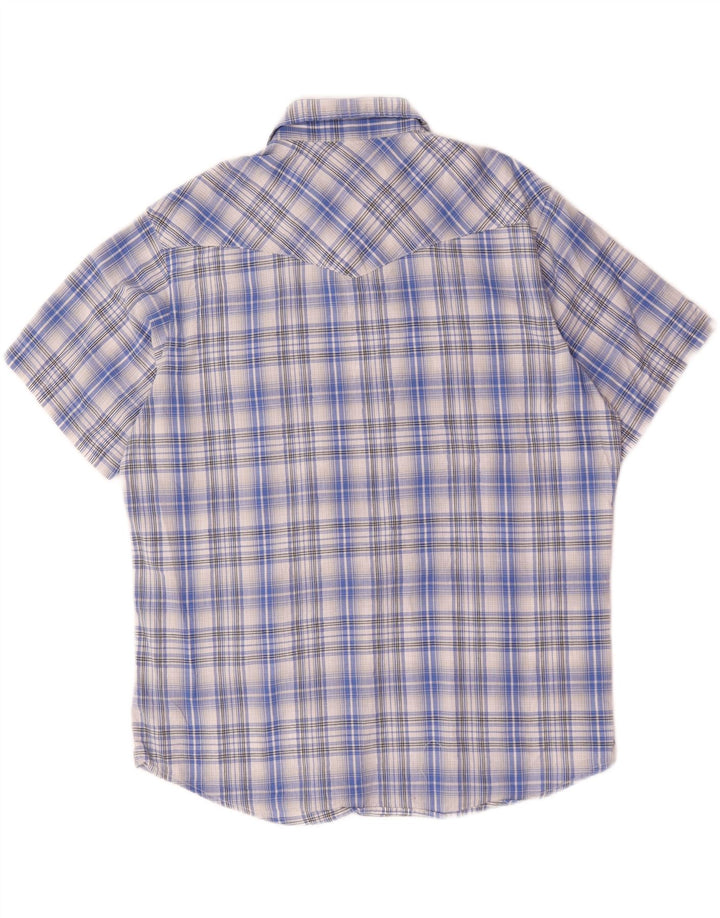 Wrangler Mens Western Short Sleeve Shirt XL Blue Plaid