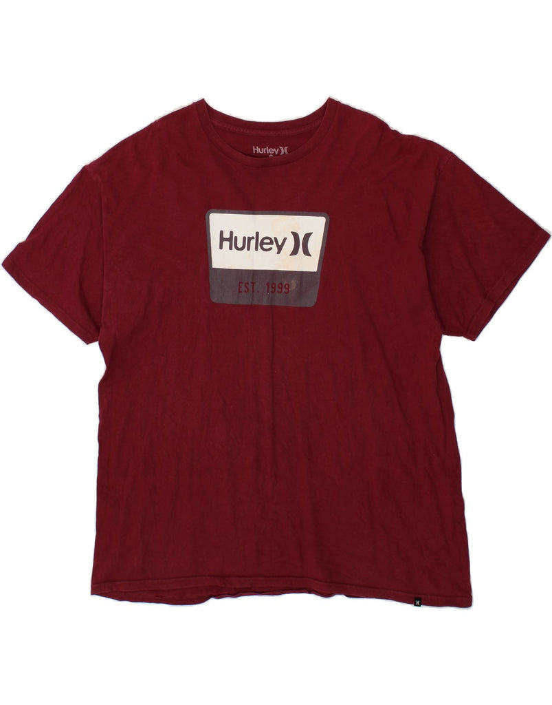 HURLEY Mens Graphic T-Shirt Top 2XL Maroon Cotton Vintage Hurley and Second-Hand Hurley from Messina Hembry 