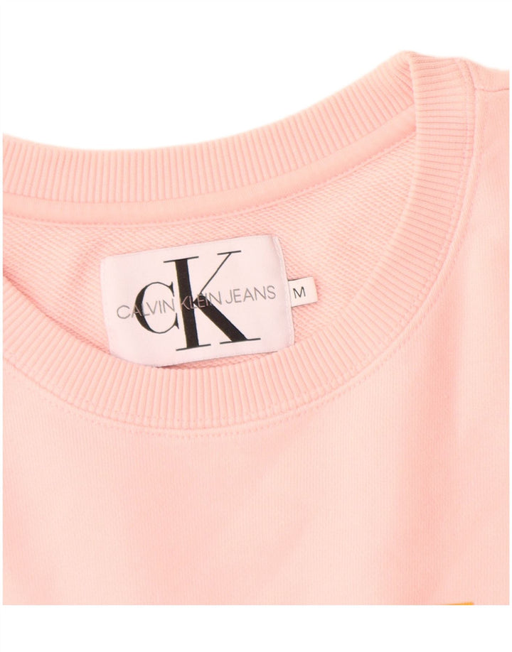 Calvin Klein Jeans Womens Graphic Sweatshirt Jumper UK 14 Medium Pink