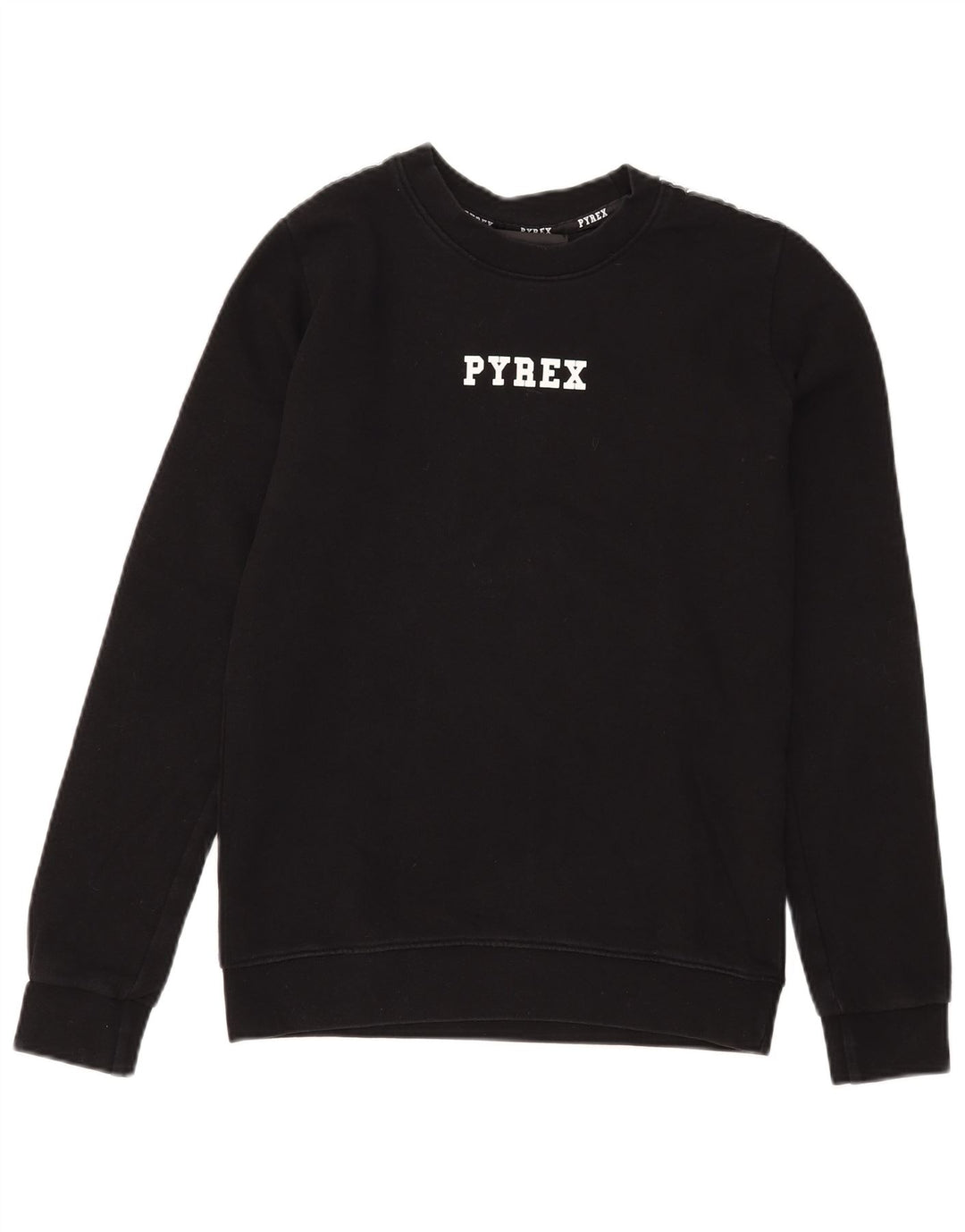 Pyrex Womens Graphic Sweatshirt Jumper UK 6 XS Black Cotton