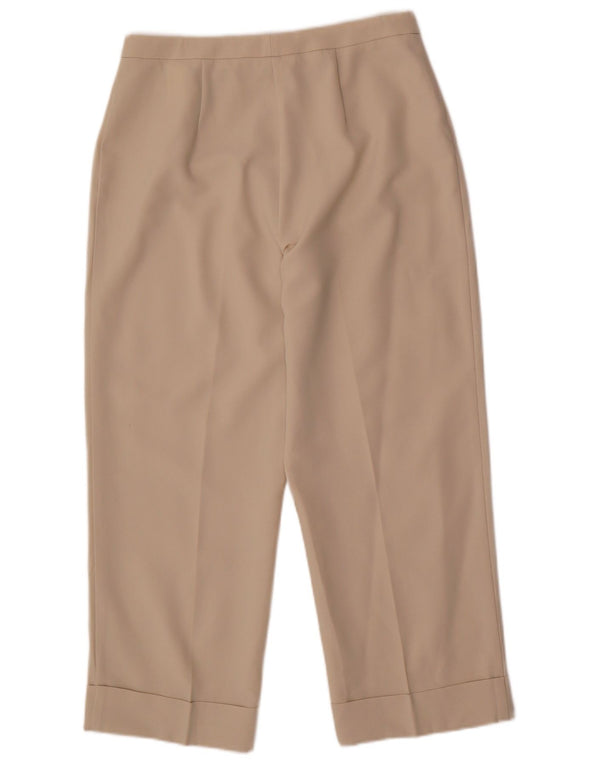 Marks & Spencer Womens Straight Cropped Trousers UK 12 Medium W30 L24 Beige
