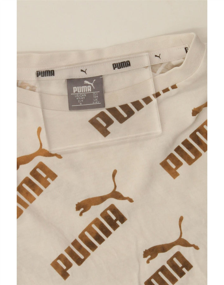 PUMA Girls Graphic T-Shirt Top 3-4 Years White Vintage Puma and Second-Hand Puma from Messina Hembry 