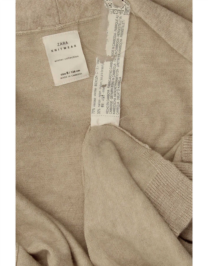 Zara Womens Open Cardigan Sweater UK 8 Small Beige Viscose