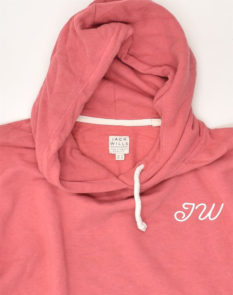 JACK WILLS Womens Crop Hoodie Jumper UK 14 Large Pink Cotton | Vintage Jack Wills | Thrift | Second-Hand Jack Wills | Used Clothing | Messina Hembry 