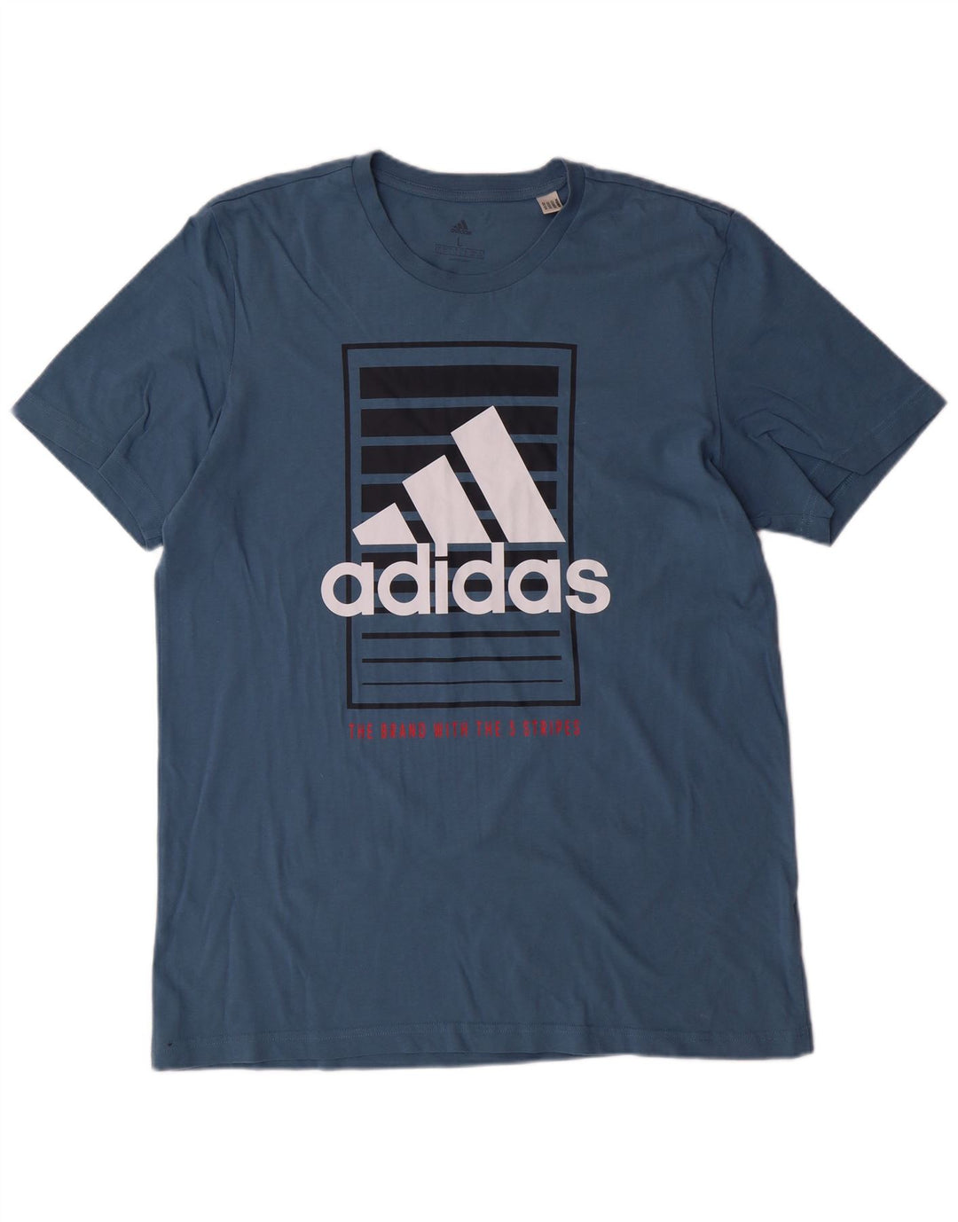 ADIDAS Mens Graphic T-Shirt Top Large Blue Cotton