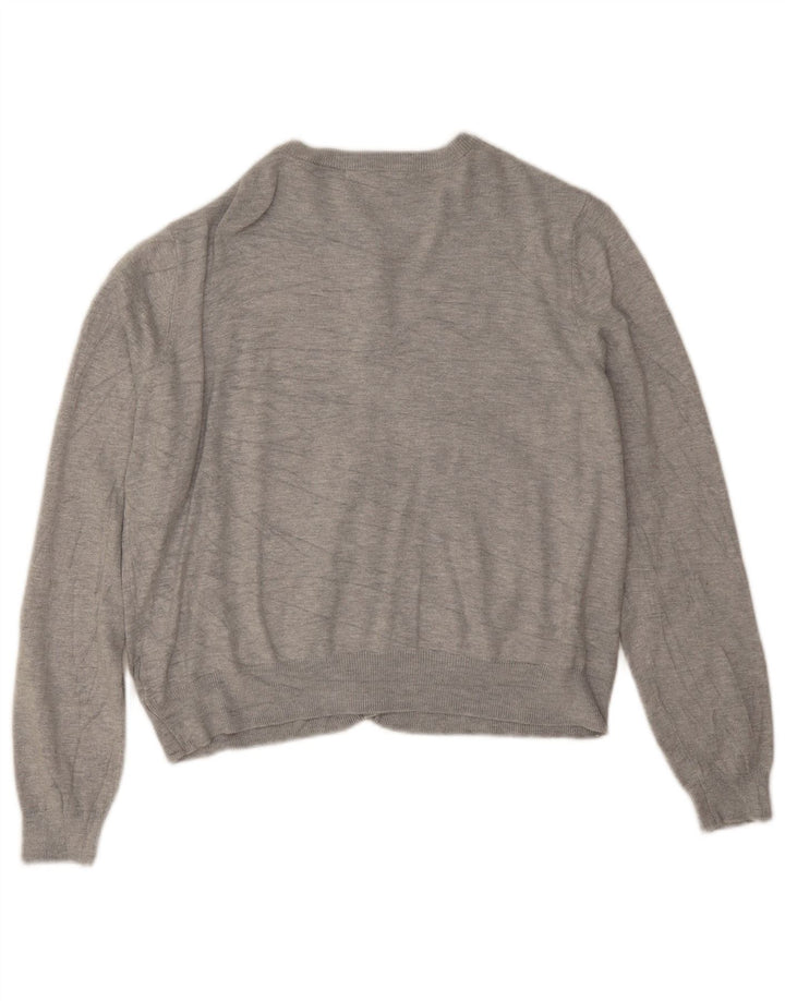 Marks & Spencer Womens Crop Cardigan Sweater UK 16 Large Grey Viscose