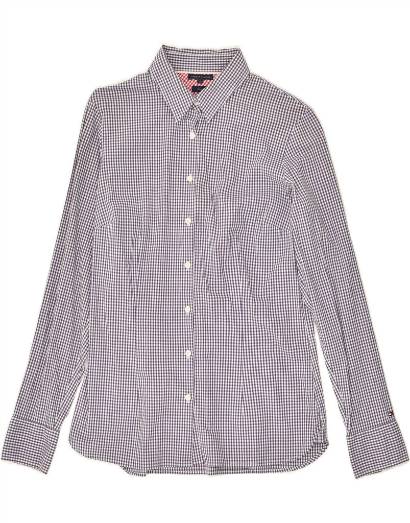 TOMMY HILFIGER Womens Stretch Shirt US 12 Large Purple Gingham Cotton | Vintage Tommy Hilfiger | Thrift | Second-Hand Tommy Hilfiger | Used Clothing | Messina Hembry 