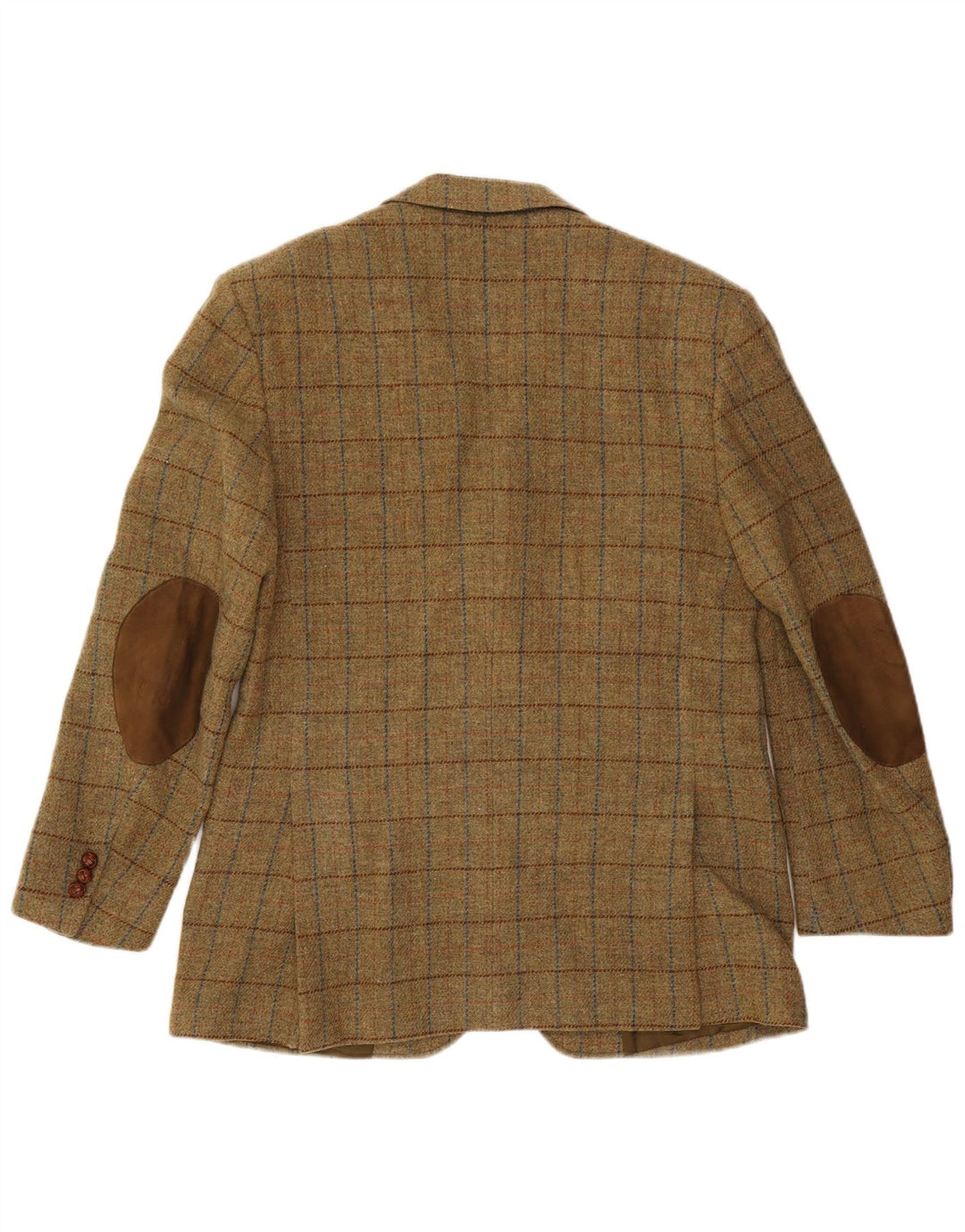 VINTAGE Mens 3 Button Blazer Jacket IT 52 XL Khaki Check Wool