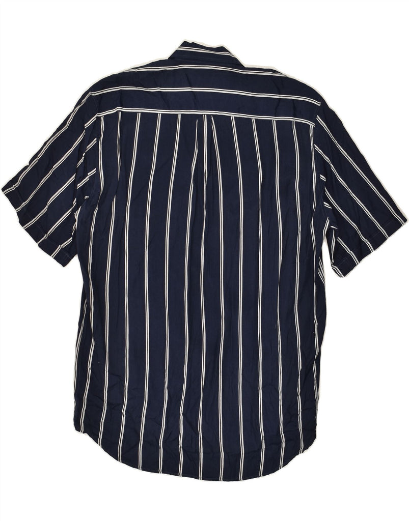 NAVIGARE Mens Short Sleeve Shirt Medium Navy Blue Striped | Vintage Navigare | Thrift | Second-Hand Navigare | Used Clothing | Messina Hembry 