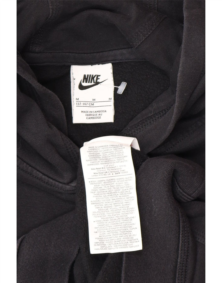 Nike Boys Graphic Hoodie Jumper 10-11 Years Medium Black Cotton