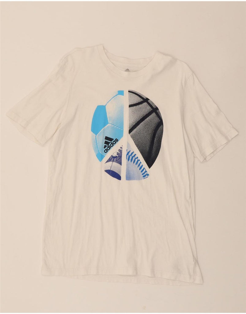 ADIDAS Mens Graphic T-Shirt Top Medium White Cotton Vintage Adidas and Second-Hand Adidas from Messina Hembry 