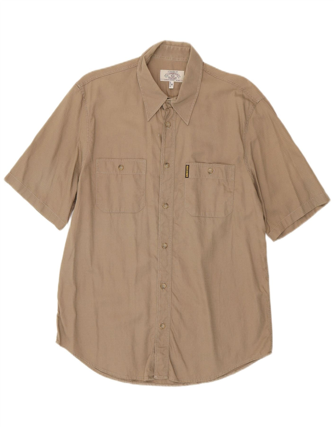 Armani Jeans Mens Short Sleeve Shirt Medium Beige Cotton