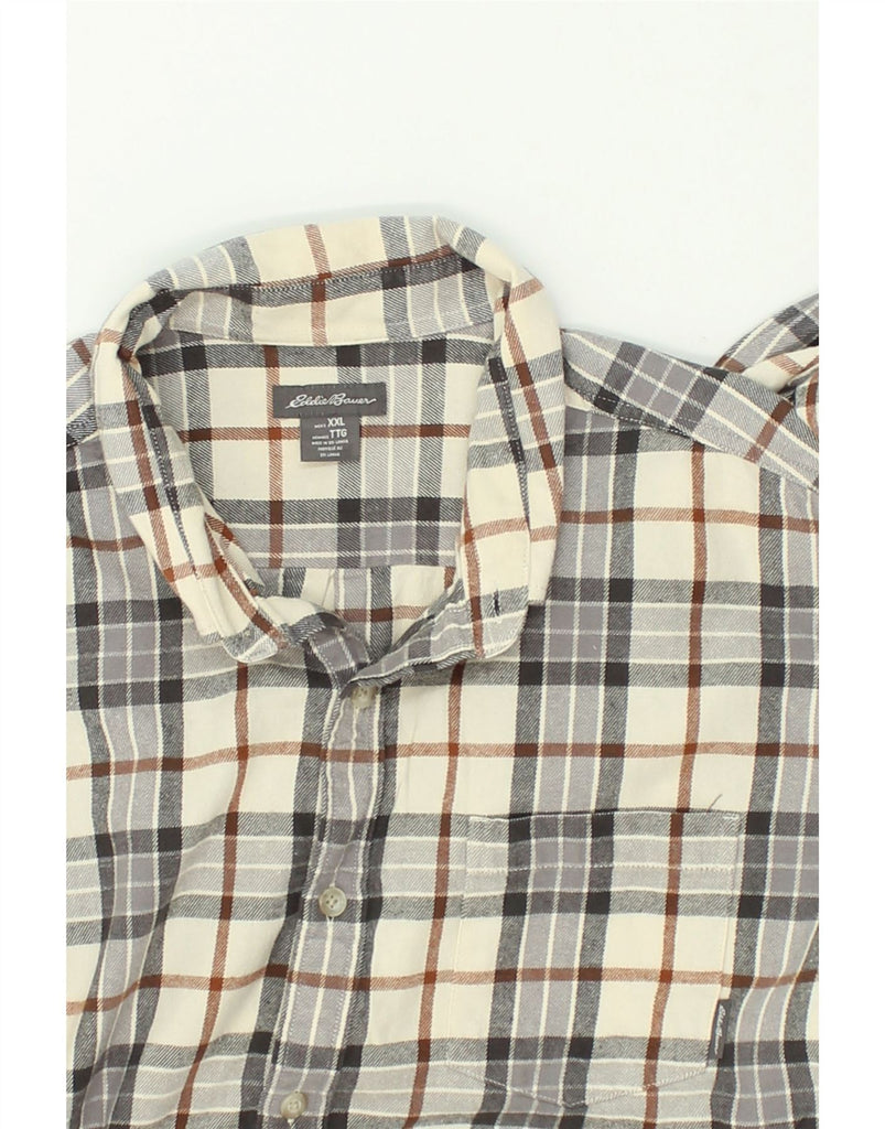 EDDIE BAUER Mens Shirt 2XL Beige Check Cotton | Vintage Eddie Bauer | Thrift | Second-Hand Eddie Bauer | Used Clothing | Messina Hembry 