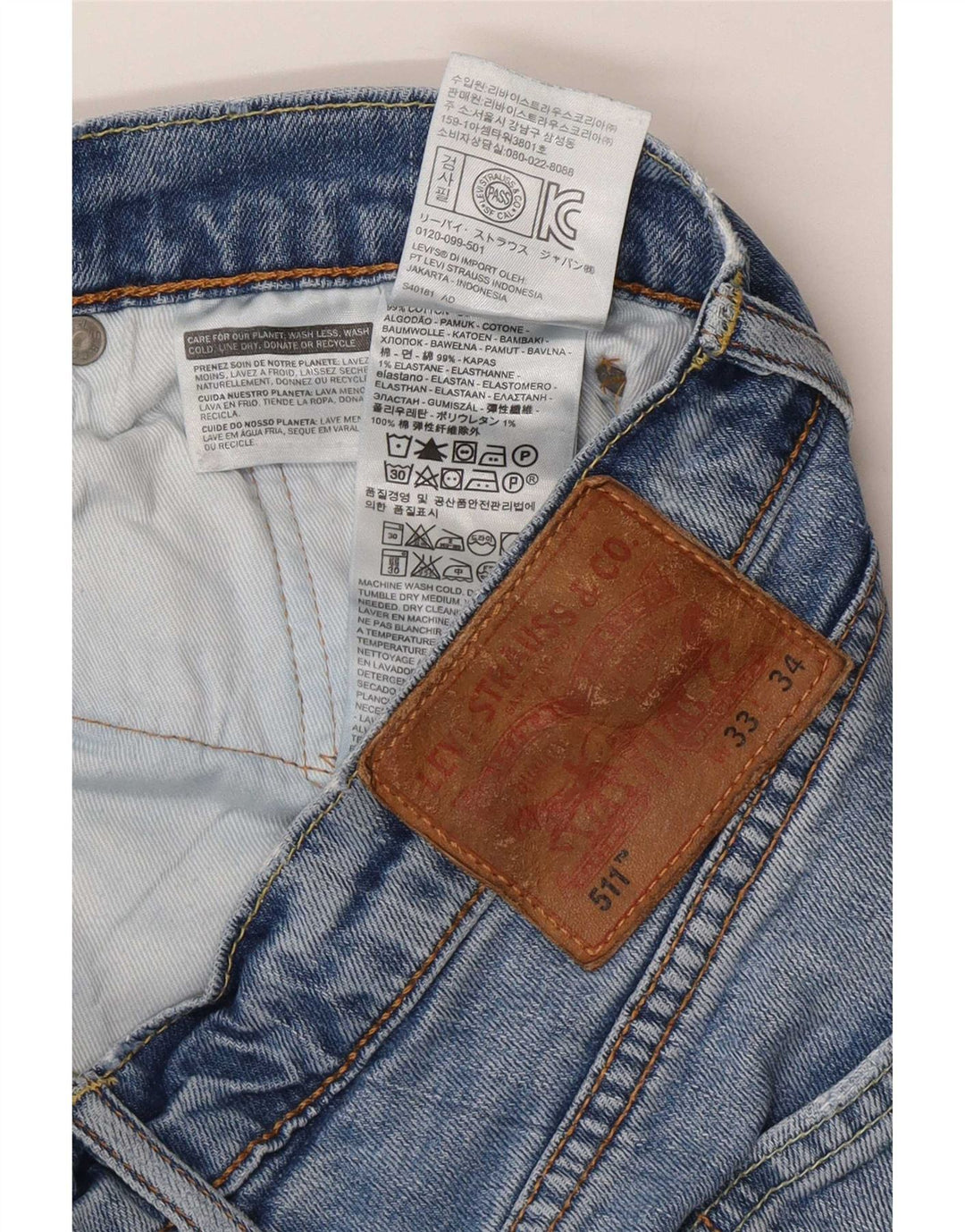 Levi's Mens 511 Slim Jeans W33 L31 Blue Cotton