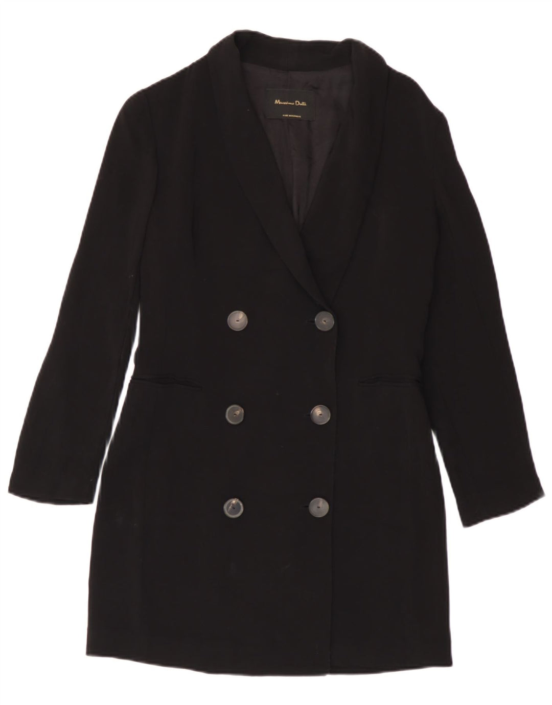 Massimo Dutti Womens Double Breasted Coat EU 38 Small Navy Blue