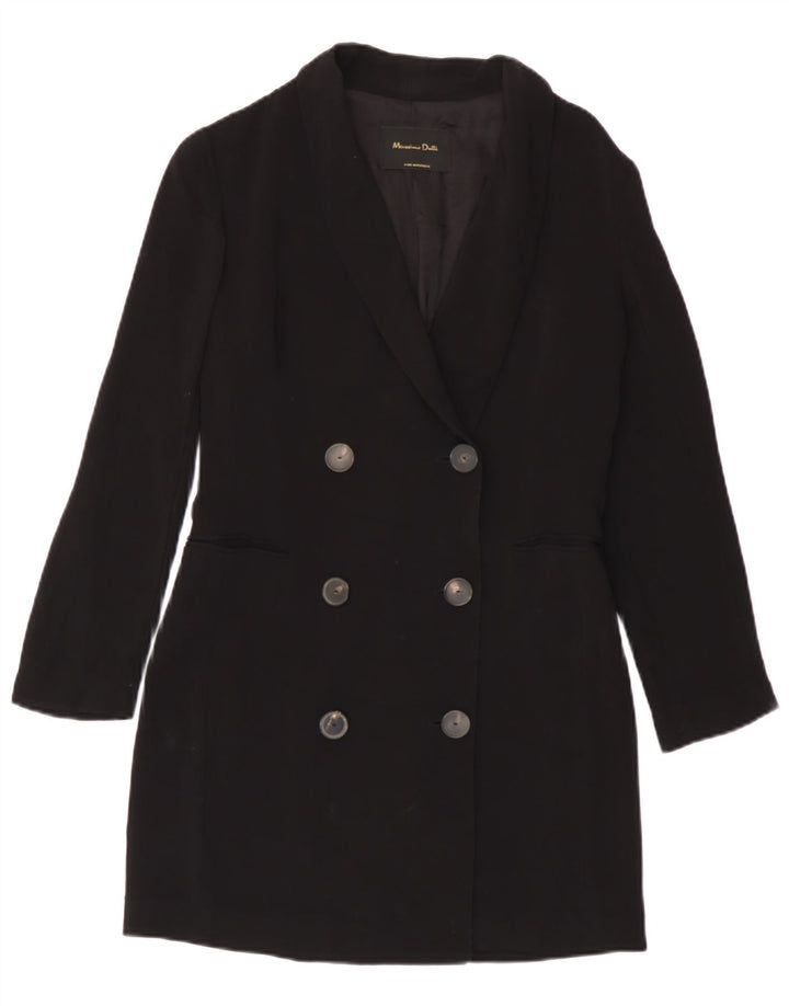 Massimo Dutti Womens Double Breasted Coat EU 38 Small Navy Blue
